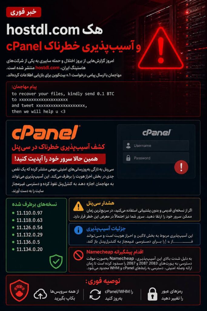 هشدار امنیتی فوق العاده برای دارندگان سی پنل (Cpanel) 4 hostdl